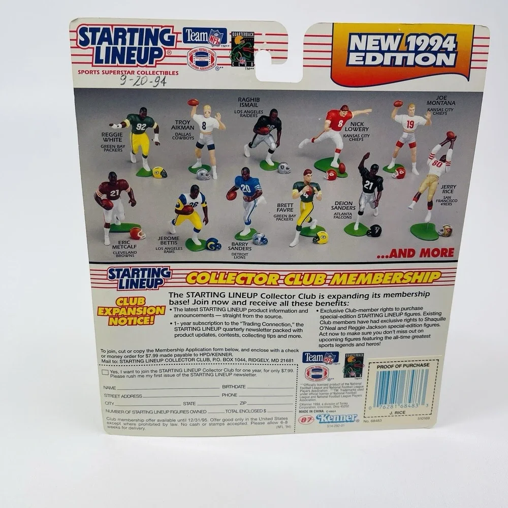 1994 Starting Lineup Superstar Collectible SF 49ers Jerry Rice Figurine